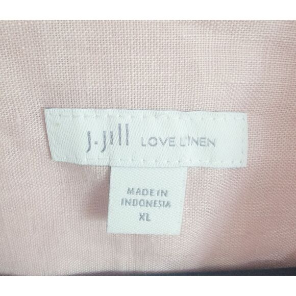 J. Jill XL Love Linen Pale‎ Pink  Tunic Top Blouse Button Front Oversz Pckt - Picture 7 of 7